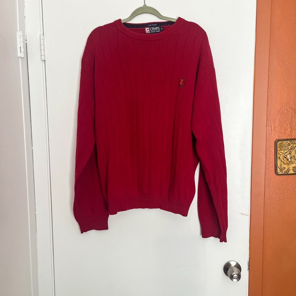 Vintage Chaps by Ralph Lauren Men's Red  ribbed Sweater